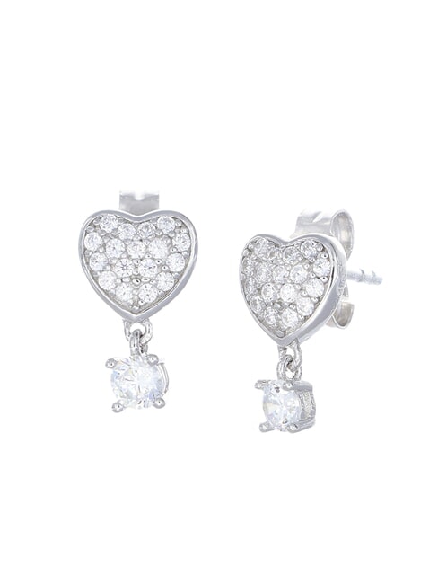 AMEN COCCOLE LUXURY Boucles d'oreilles coeur avec pendentif rhodium - Boucles d'oreilles