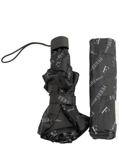 FERRÈ LOGO ALL OVER Mini parapluie manuel noir03 - Parapluies