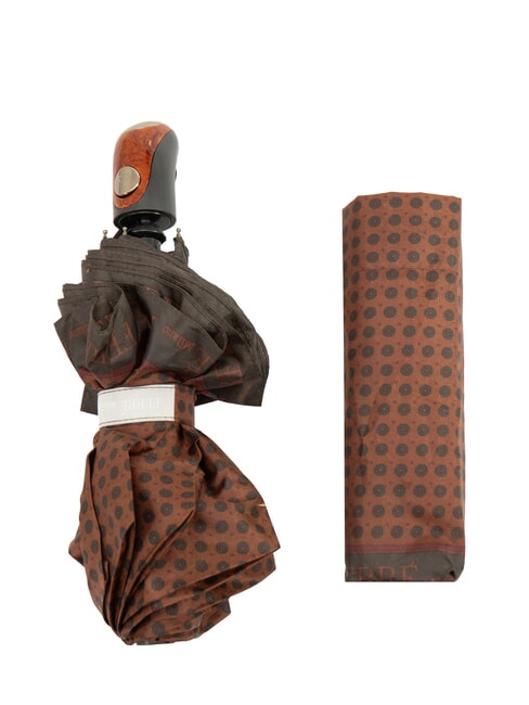FERRÈ MINI Parapluie pliant coupe-vent cravate marron 01 - Parapluies