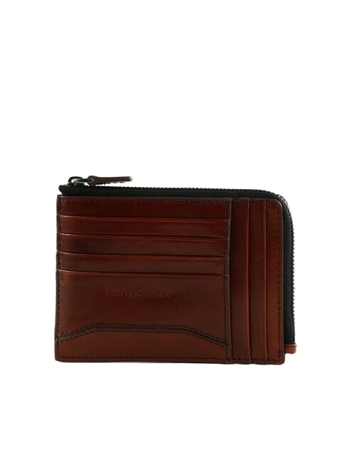 THE BRIDGE FILIPPO Porte-cartes en cuir avec zip Marron / Ruthénium - Portefeuilles Homme