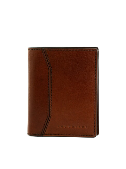 THE BRIDGE FILIPPO Porte-cartes vertical en cuir Marron / Ruthénium - Portefeuilles Homme