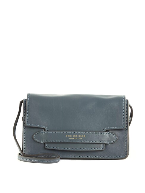 THE BRIDGE LUCREZIA  Mini sac bandoulière, en cuir céruléen avec abb doré - Sacs pour Femme