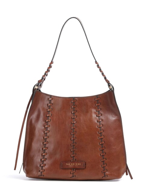 THE BRIDGE FEBE Sac bandoulière en cuir avec tressage MARRON - Sacs pour Femme