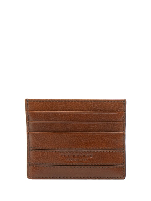 THE BRIDGE CESARE Porte-cartes plat en cuir Marron / Palladium - Portefeuilles Homme