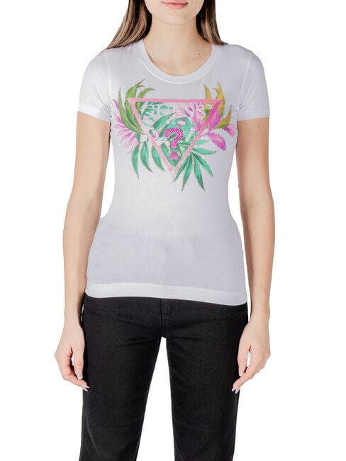 GUESS CN SS LEAF T-shirt à manches courtes blanc pur - T-shirt