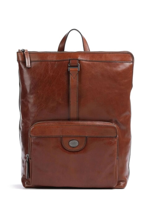 THE BRIDGE FABIO Sac à dos en cuir, support pour ordinateur portable 14" Marron / Ruthénium - Sacs à dos pour ordinateur portable