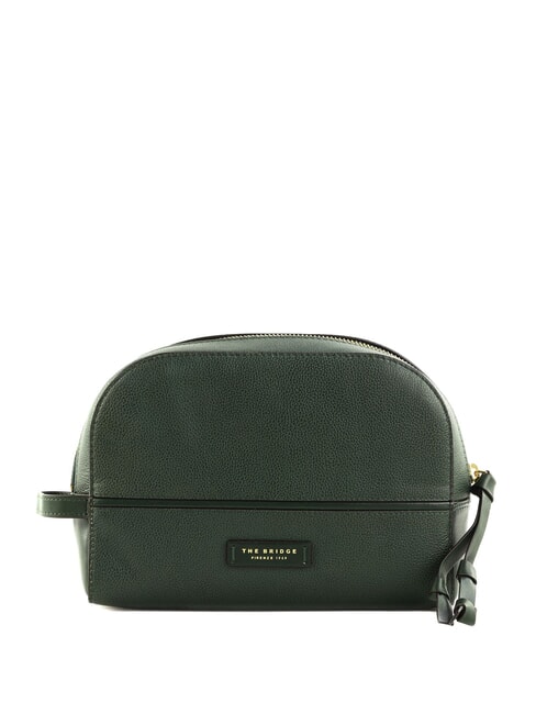 THE BRIDGE DOMITILLA Trousse de beauté en cuir malachite de couleur or - Trousses
