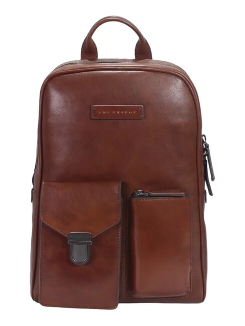 THE BRIDGE FILIPPO Sac à dos en cuir, support pour ordinateur portable 13" Marron / Ruthénium - Sacs à dos pour ordinateur portable