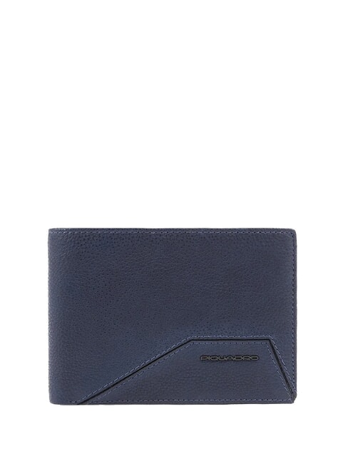 PIQUADRO RHINO Portefeuille en cuir, avec rabat bleu - Portefeuilles Homme