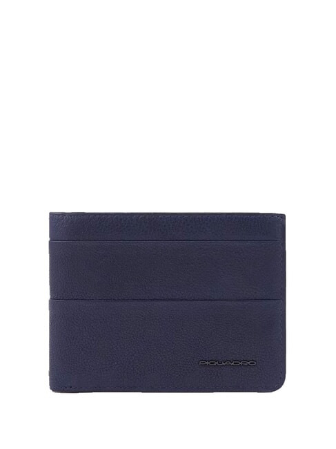 PIQUADRO PAAVO Porte-monnaie en cuir avec rabat bleu - Portefeuilles Homme