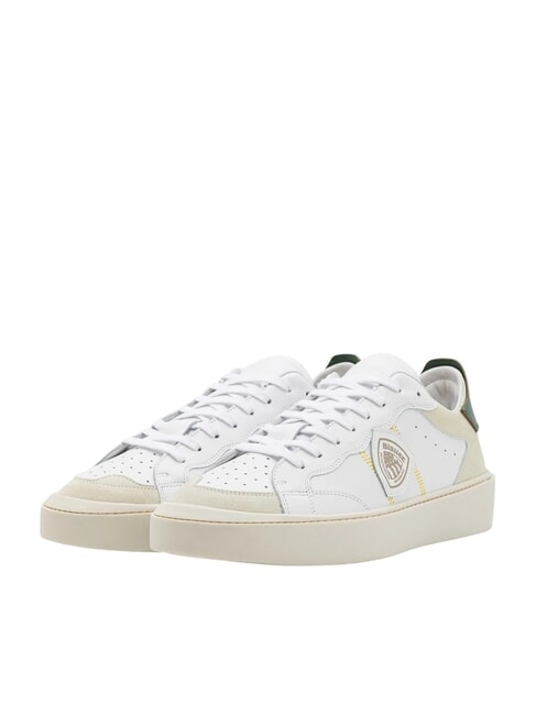 BLAUER STATEN Baskets en cuir blanc/vert - Chaussures Homme