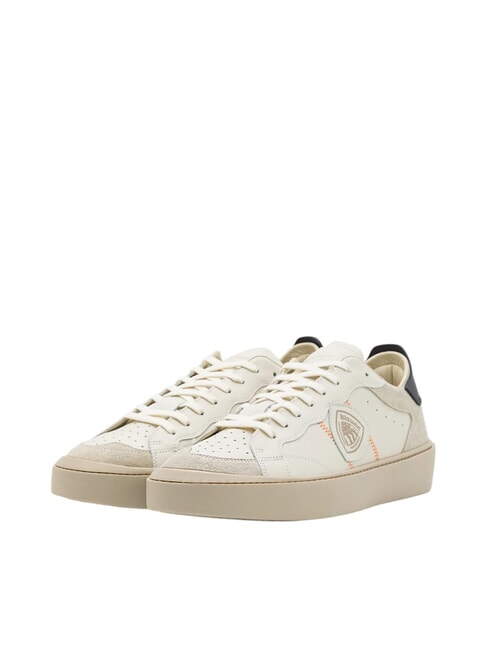 BLAUER STATEN Baskets en cuir blanc/bleu marine - Chaussures Homme