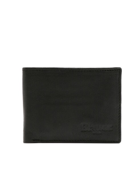 BLAUER FIRSTCLASS Portefeuille en cuir avec rabat et pièces de monnaie NOIR - Portefeuilles Homme
