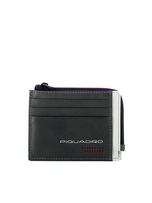 PIQUADRO URBAN  Porte-cartes en cuir avec zip gris - Portefeuilles Homme