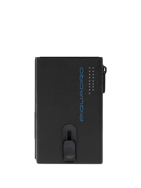 PIQUADRO URBAN Portefeuille compact en cuir avec curseur gris noir - Portefeuilles Homme
