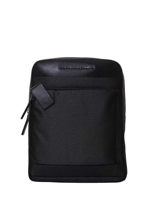 PIQUADRO KLOUT Sac en cuir et tissu noir - Sacs en Bandoulières pour Homme