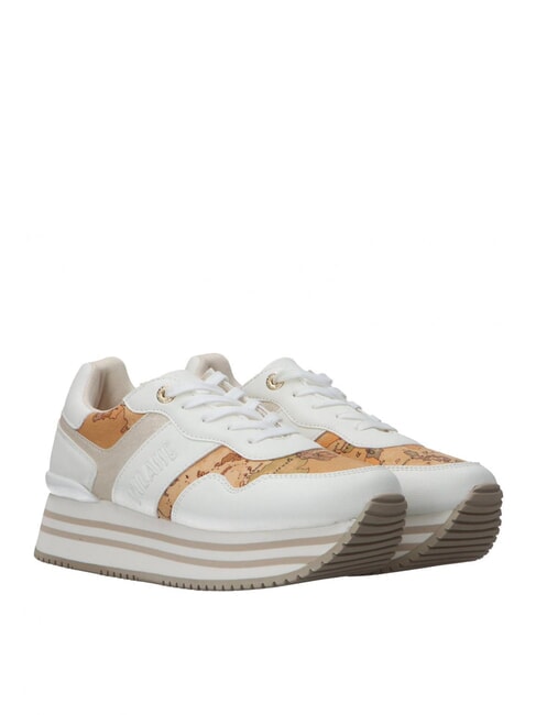 ALVIERO MARTINI PRIMA CLASSE GEO JR Baskets à plateforme avec logo latéral Blanc / Beige Géo - Chaussures Femme
