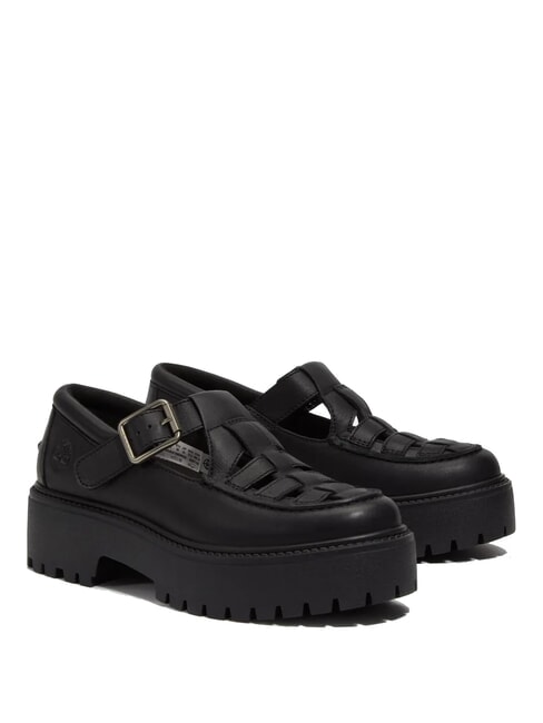 TIMBERLAND STONE STREET BUCKLE Chaussure à plateforme en cuir noir pleine fleur - Chaussures Femme