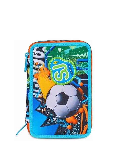 SJGANG TINYPATCH BOY Trousse à crayons 3 zips complète avec kit scolaire turquoise vif - Étuis et Accessoires
