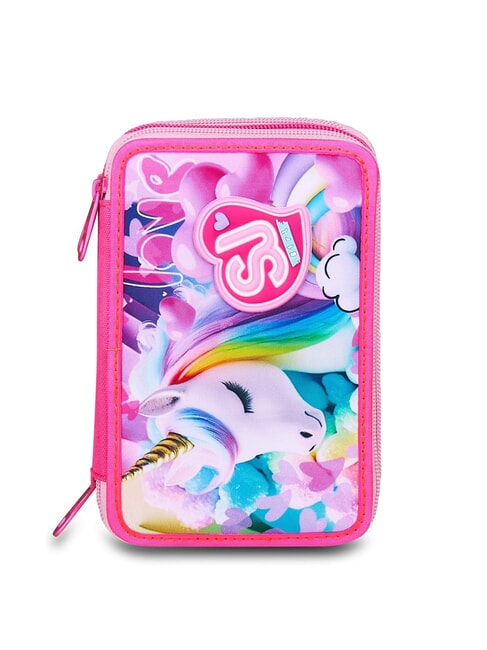 SJGANG FLYUNICORN GIRL Trousse à crayons 3 zips complète avec kit scolaire fuxiafluo - Étuis et Accessoires