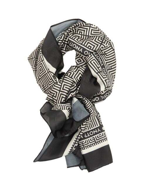 YNOT STAMPA ALL OVER Foulard rectangulaire en soie noir - Écharpes