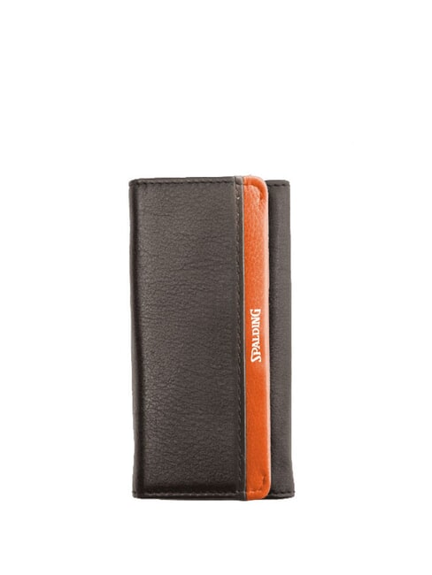 SPALDING STRIPE Étui à clés en cuir marron/orange - Porte-clés
