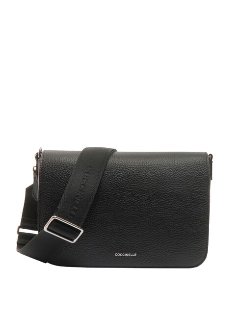 COCCINELLE ARIES Sac bandoulière en cuir martelé Noir - Sacs pour Femme