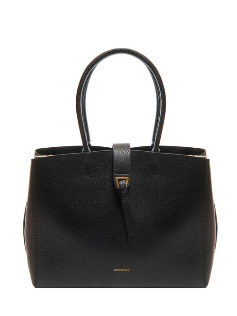 COCCINELLE ALBA Sac bandoulière en cuir martelé Noir - Sacs pour Femme