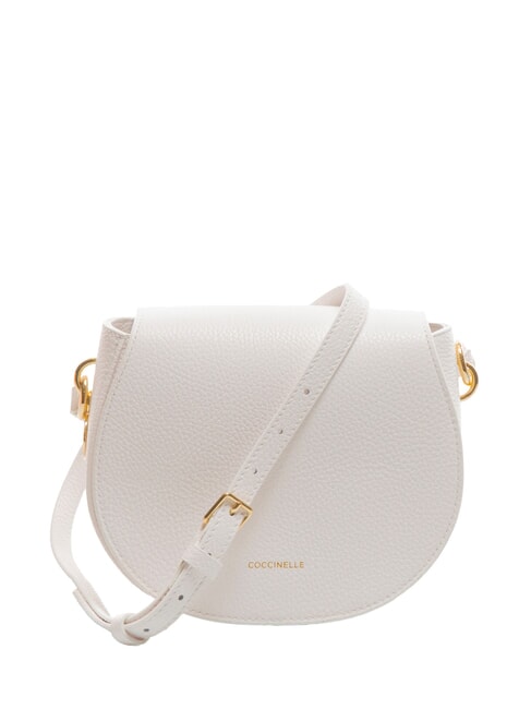 COCCINELLE ALPHA Mini sac à bandoulière en cuir martelé blanc brillant - Sacs pour Femme
