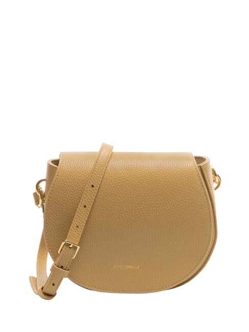 COCCINELLE ALPHA Mini sac à bandoulière en cuir martelé beige frais - Sacs pour Femme