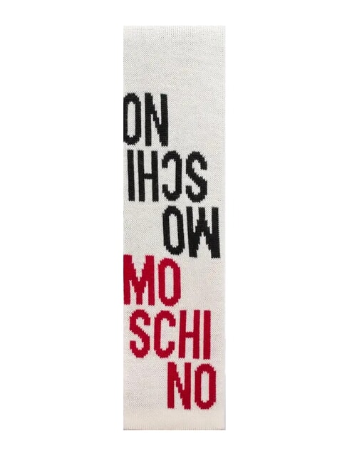 MOSCHINO LOGO BICOLOR Écharpe en laine mélangée crème - Écharpes