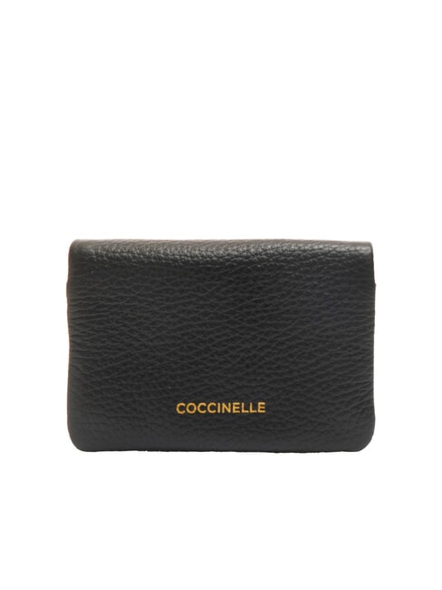 COCCINELLE SOFTY Porte-cartes en cuir martelé Noir - Portefeuilles Femme