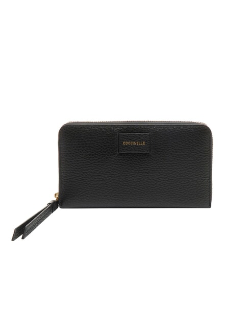 COCCINELLE VOILE Grand portefeuille en cuir avec fermeture éclair Noir - Portefeuilles Femme