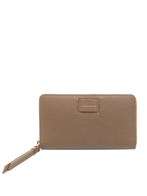 COCCINELLE VOILE Grand portefeuille en cuir avec fermeture éclair taupe chaud - Portefeuilles Femme