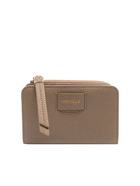 COCCINELLE VOILE Portefeuille moyen en cuir martelé taupe chaud - Portefeuilles Femme