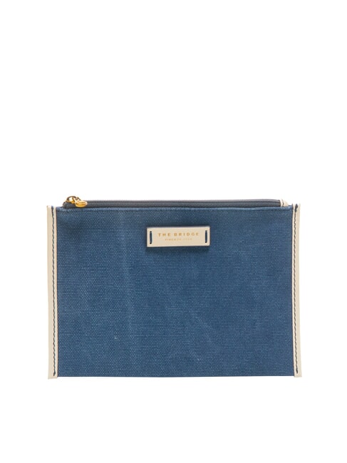 THE BRIDGE ANNA Pochette plate en toile bleu marine/blanc lait abb. or - Sacs pour Femme