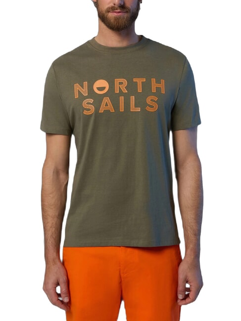 NORTH SAILS LINE PRINT T-shirt en coton avec maxi imprimé olives poussiéreuses - T-shirt