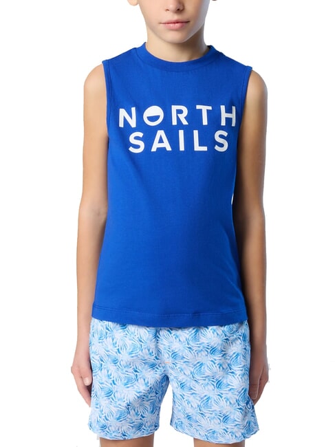 NORTH SAILS PRINTED KIDS Pull à emmanchures en coton surf bleu - Tee-shirt enfant