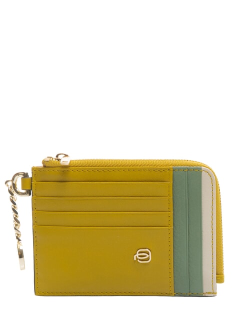 PIQUADRO CIRCLE Porte-cartes / porte-clés en cuir vert jaunâtre - Portefeuilles Homme