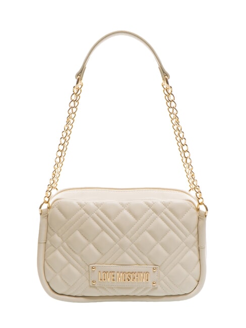 LOVE MOSCHINO QUILTED Sac à bandoulière avec poignée en chaîne Ivoire - Sacs pour Femme