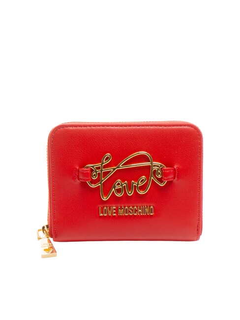 LOVE MOSCHINO LOGO ITALICS Portefeuille zippé ROUGE - Portefeuilles Femme