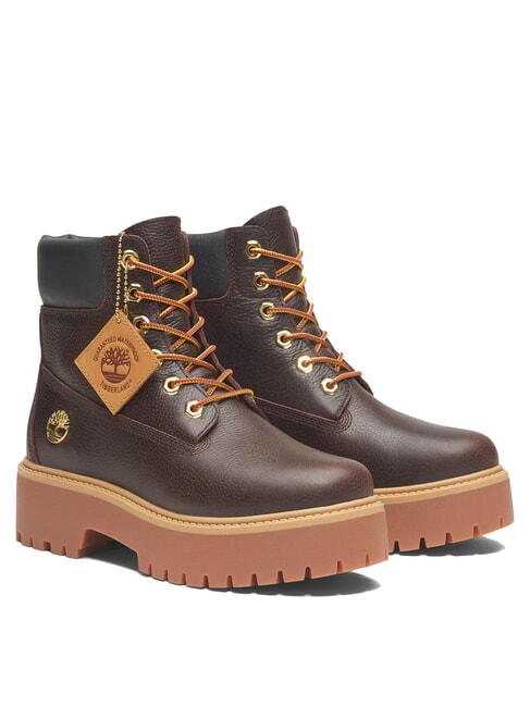 TIMBERLAND STONE STREET  Bottines hautes en cuir cuir pleine fleur marron foncé avec noir - Chaussures Femme