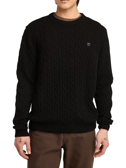 TIMBERLAND P-B LAMBWOOL Pull ras du cou en laine mélangée noir/chaussée - Pulls pour hommes