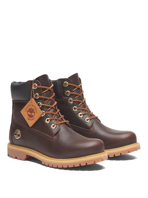 TIMBERLAND PREMIUM 6 INCH  Bottines en cuir rembourrées cuir pleine fleur marron foncé avec noir - Chaussures Femme