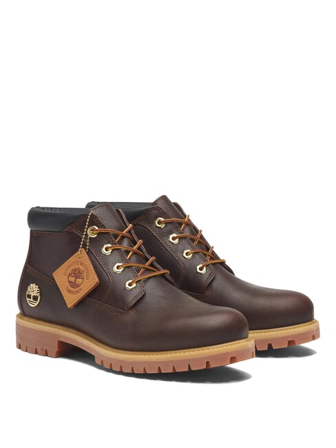 TIMBERLAND PREMIUM MID  Bottines en cuir imperméables cuir pleine fleur marron foncé avec noir - Chaussures Homme