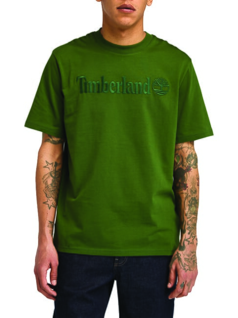 TIMBERLAND EMBROIDERY TONAL T-shirt en cotton noir/vert forêt - T-shirt