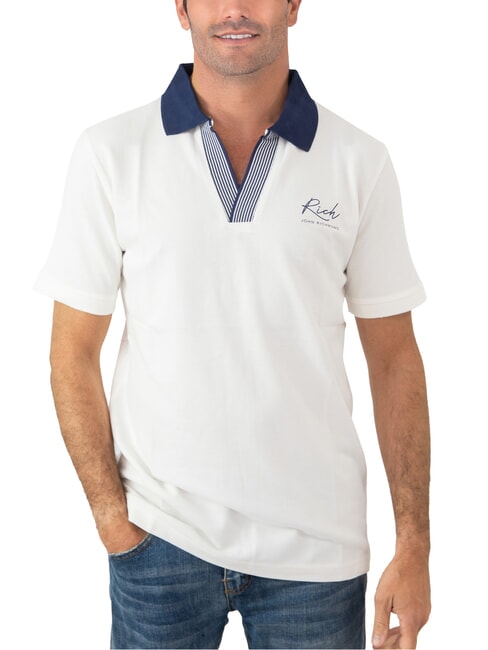 JOHN RICHMOND DABAK Polo à manches courtes et col en V blanc - chemise polo