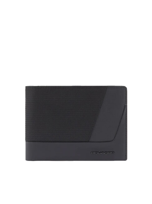 PIQUADRO WALLABY Portefeuille en cuir et tissu recyclés Noir - Portefeuilles Homme