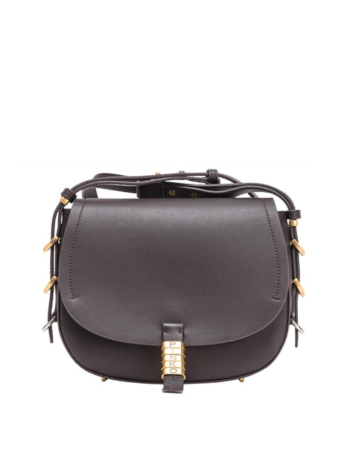 PINKO SADDLE Sac bandoulière en cuir avec rabat moro-mix brune gal. nik d'or - Sacs pour Femme