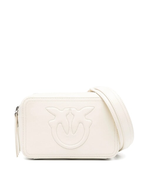 PINKO CARRIE Sacoche en cuir pour appareil photo soie blanche-argent brossé - Sacs pour Femme